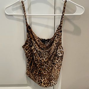 Cheetah print cowl neck tank top